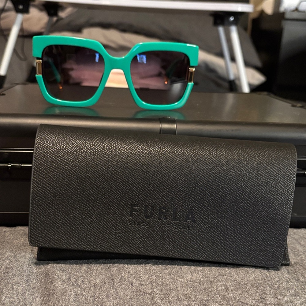 Furla Turquoise Sunglasses with Black Case
